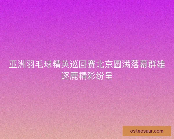 亚洲羽毛球精英巡回赛北京圆满落幕群雄逐鹿精彩纷呈